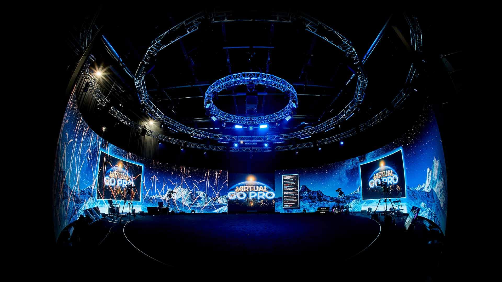 The 360° LED stage at Worre Studios mid-production.