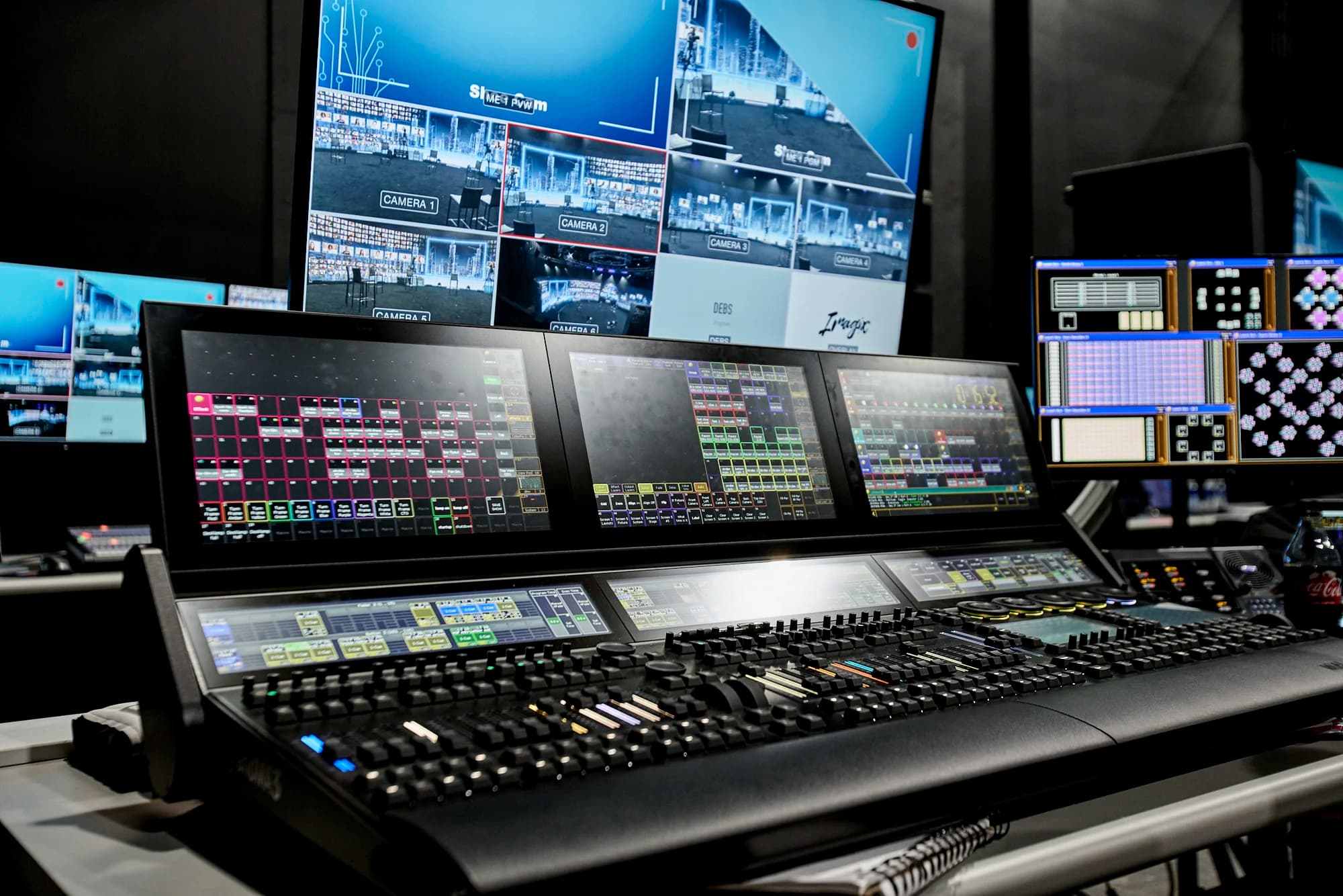 The audio console mixing broadcast channels