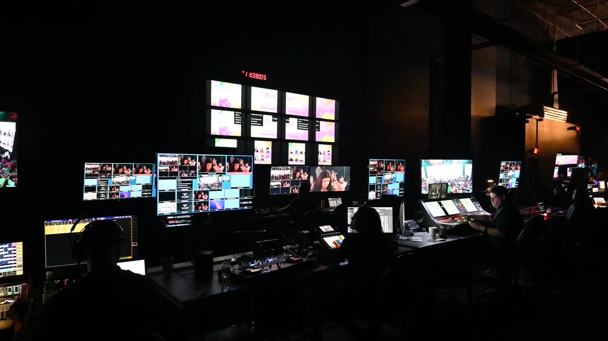 The Worre Studios control room running a live multi-camera broadcast