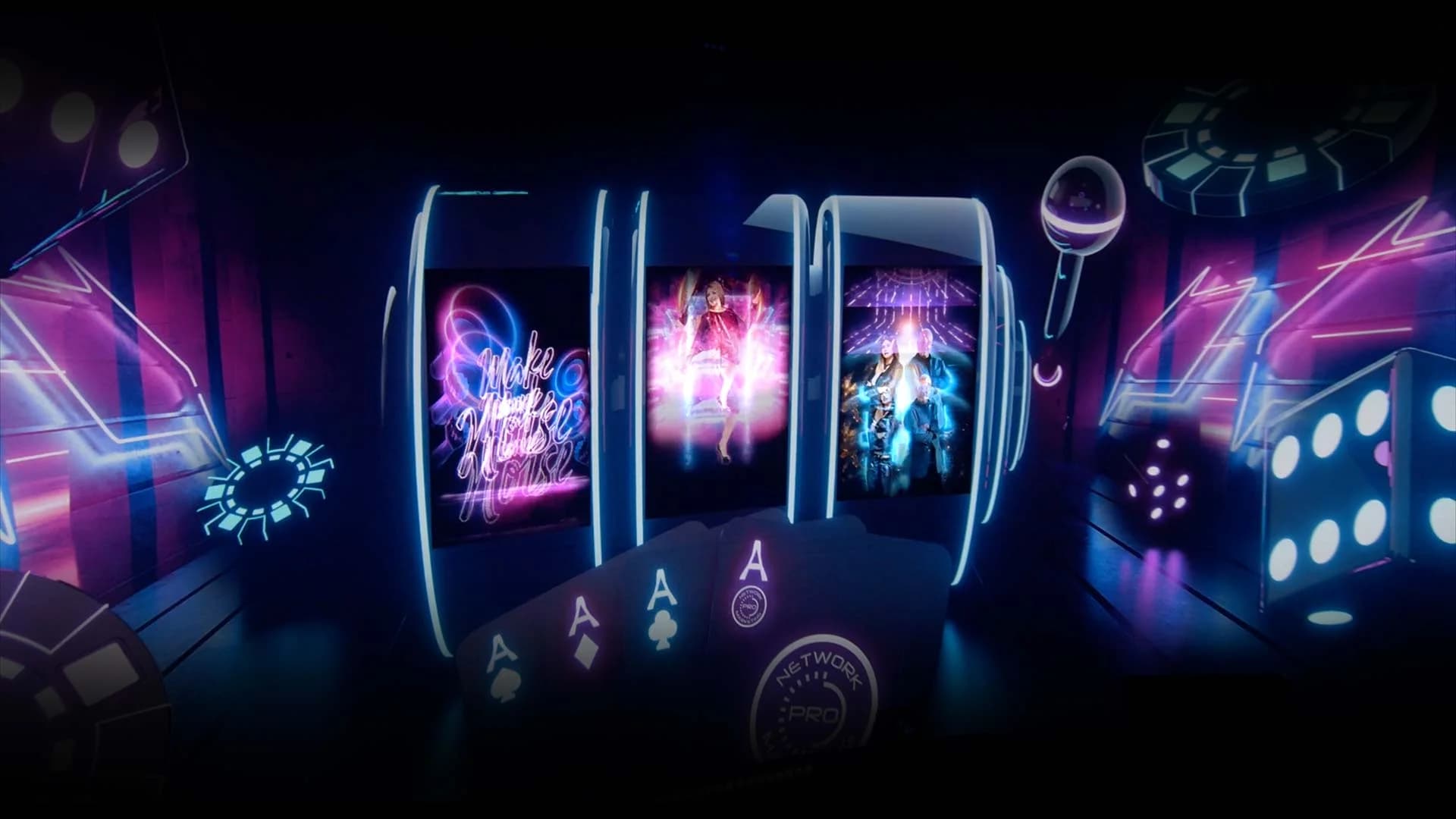 Gaming-style content running across the LED volume during the broadcast