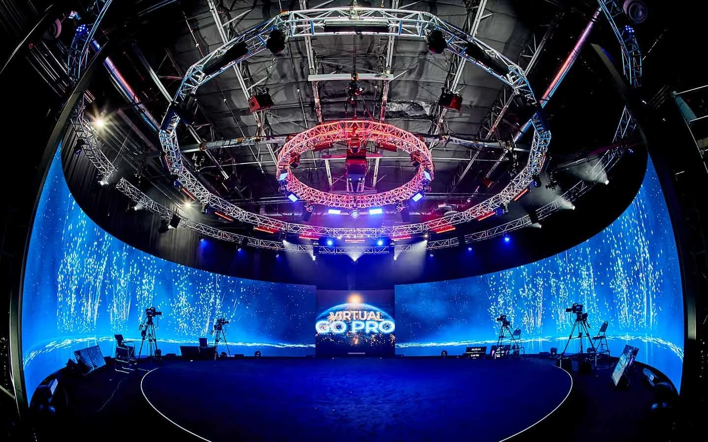 The 360° LED stage transformed for a private event at Worre Studios.